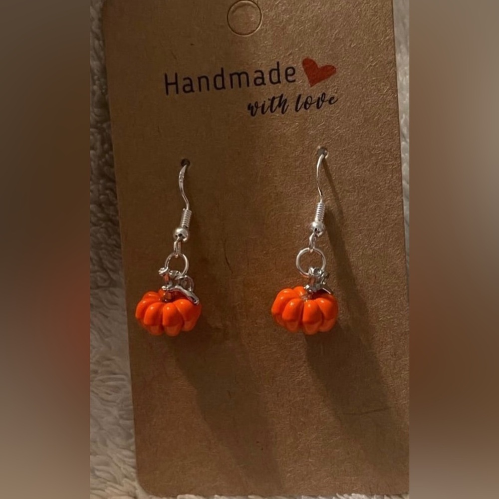 Pumpkin 3 d Earrings on 925 hypoallergenic hooks with backings